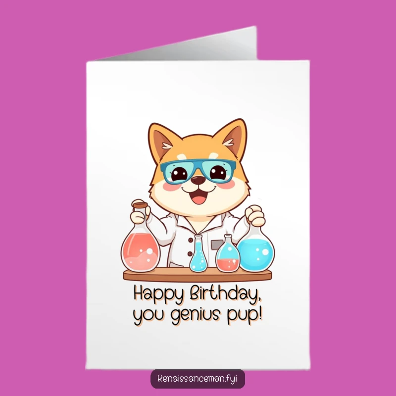 Free Printable Shiba Inu Science Birthday Card - Funny Dog Lab Downloadable Gift
