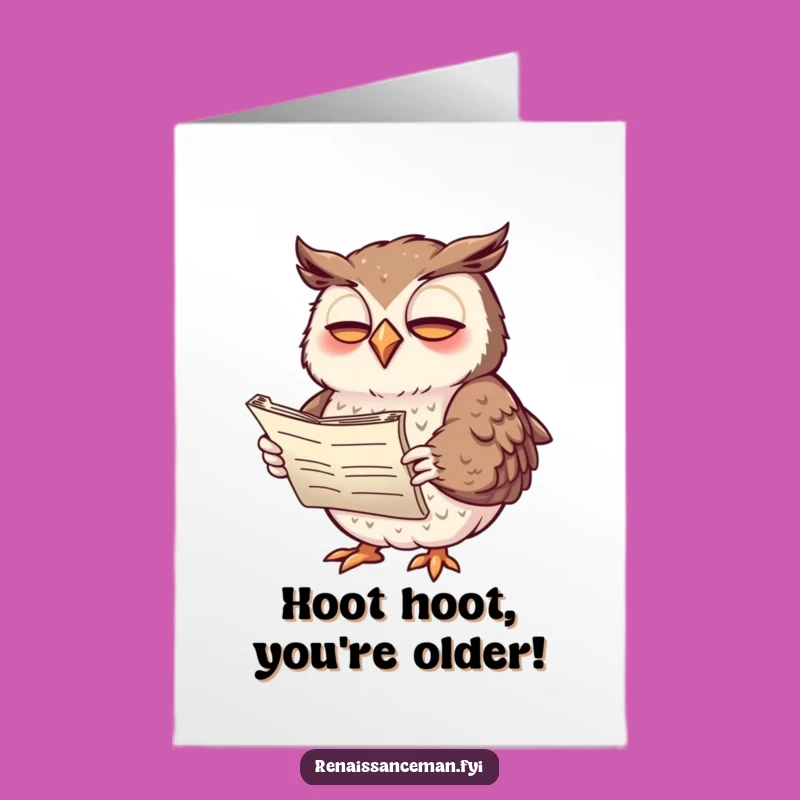 Free Printable Giggling Owl Birthday Card - Funny Owl Poetry Scroll Downloadable Gift