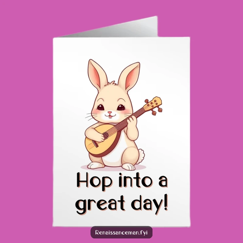 Free Printable Birthday Card: Skilled Rabbit Musician Funny Digital Gift