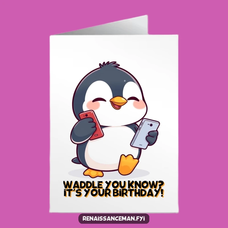 Free Printable Penguin Birthday Card: Funny Face Techie Downloadable Gift!