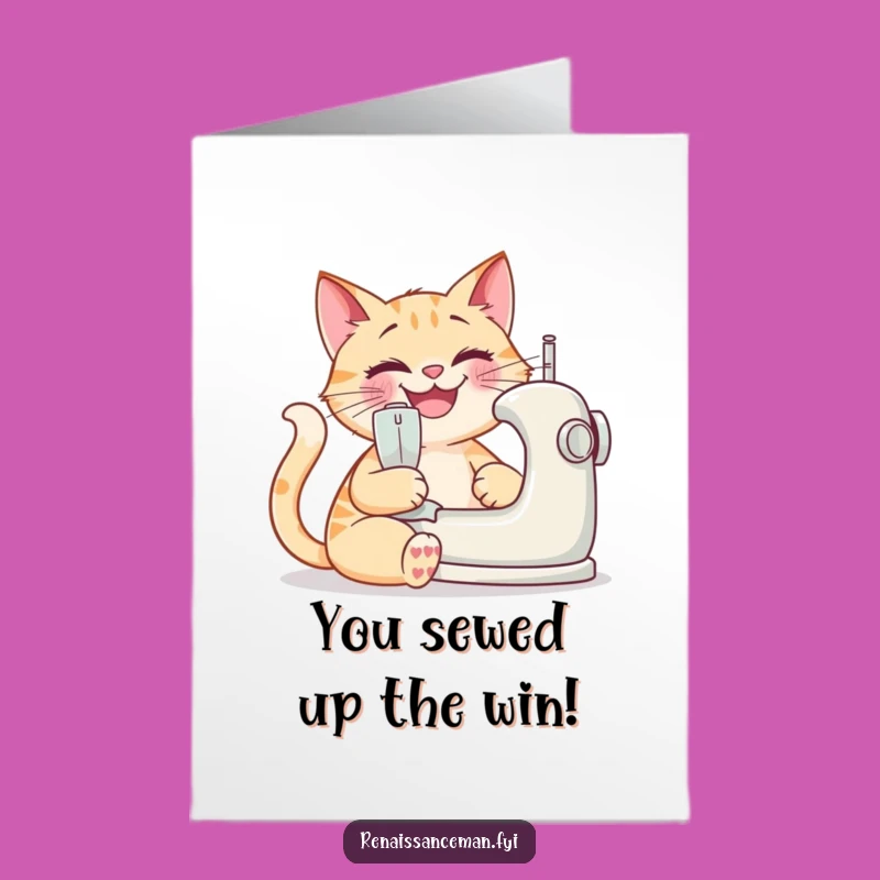 Free Printable Cat Congrats Card: Sewn Success Downloadable
