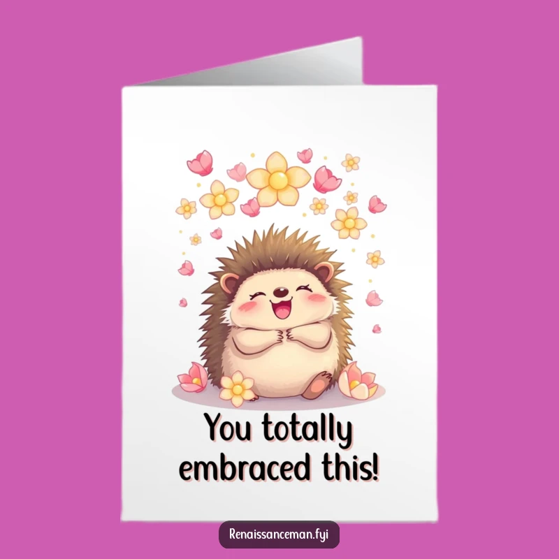 Free Printable Congrats Card: Hedgehog Embrace - Petal Celebration Gift