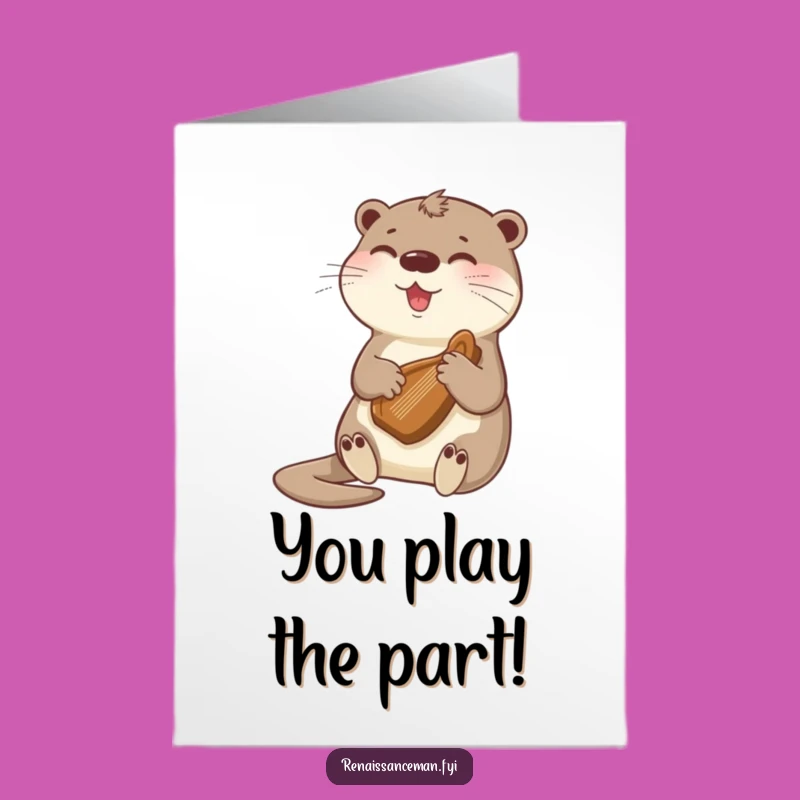 Free Printable Congrats Card: Otter Harpist - Tuneful Downloadable Gift