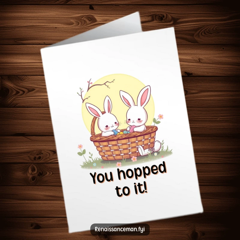 Funny Free Printable Congratulations Card showing a rabbit sharing a moonlit picnic, perfect for celebrating achievements.