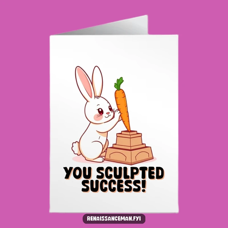 Free Printable Congrats Card: Rabbit Sculptor's Masterpiece for Your Achievement