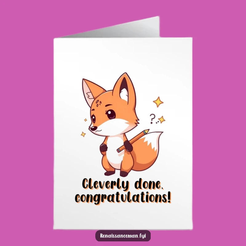 Free Printable Fox Congratulations Card: Creative Idea Design Downloadable Gift