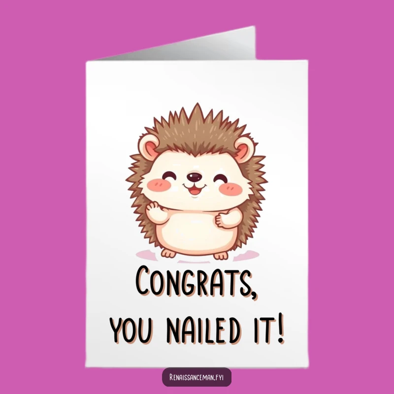 Free Printable Hedgehog Congratulations Card: Photo Print Design Downloadable Gift