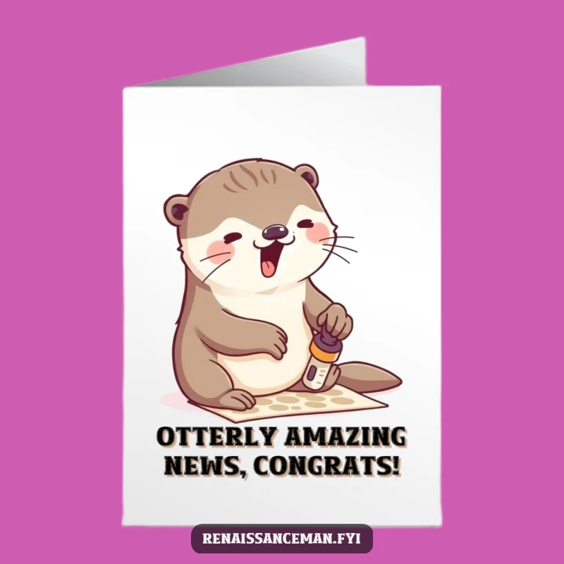 Free Printable Otter Congratulations Card: Funny Stamp Design Downloadable Gift