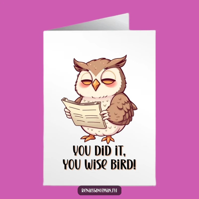 Free Printable Owl Congratulations Card - Giggling Poet Owl Scroll Downloadable Gift