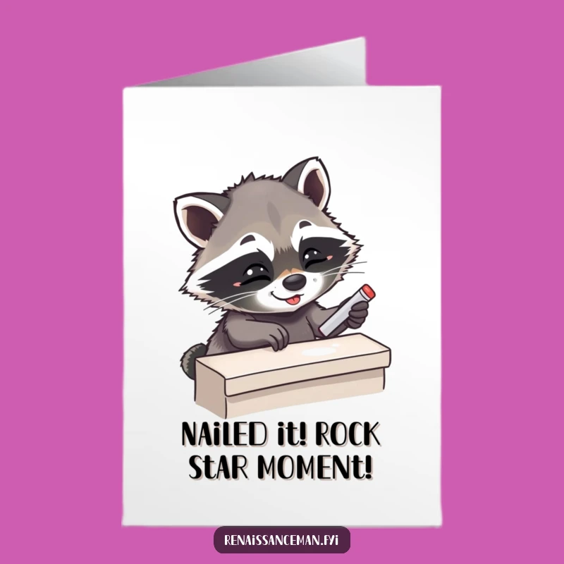 Free Printable Raccoon Climbing Congrats Card - Downloadable Funny Achievement Gift