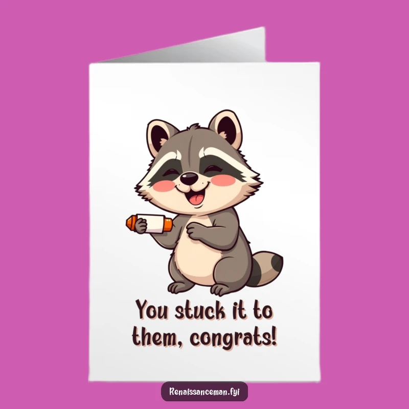 Free Printable Raccoon Congrats Card: Adorable DIY Downloadable Celebration
