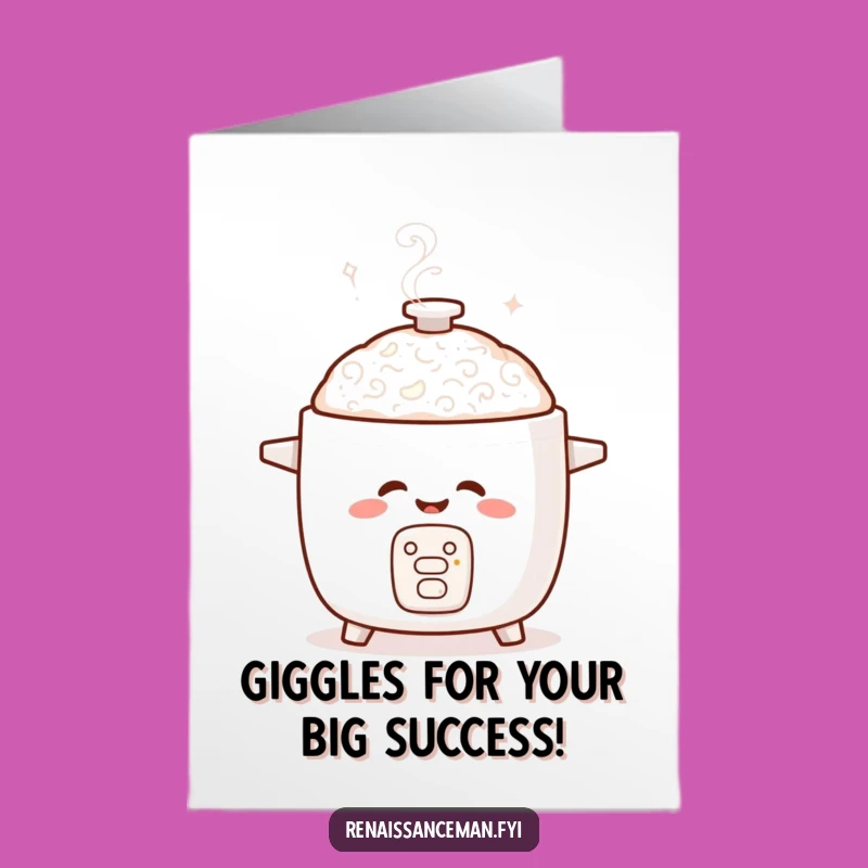 Free Printable Congrats Card: Giggling Rice Cooker, Funny Downloadable Cheer