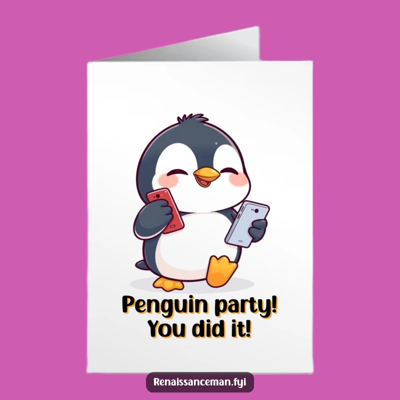 Free Printable Penguin Congrats Card: Funny Face Techie Downloadable Gift!