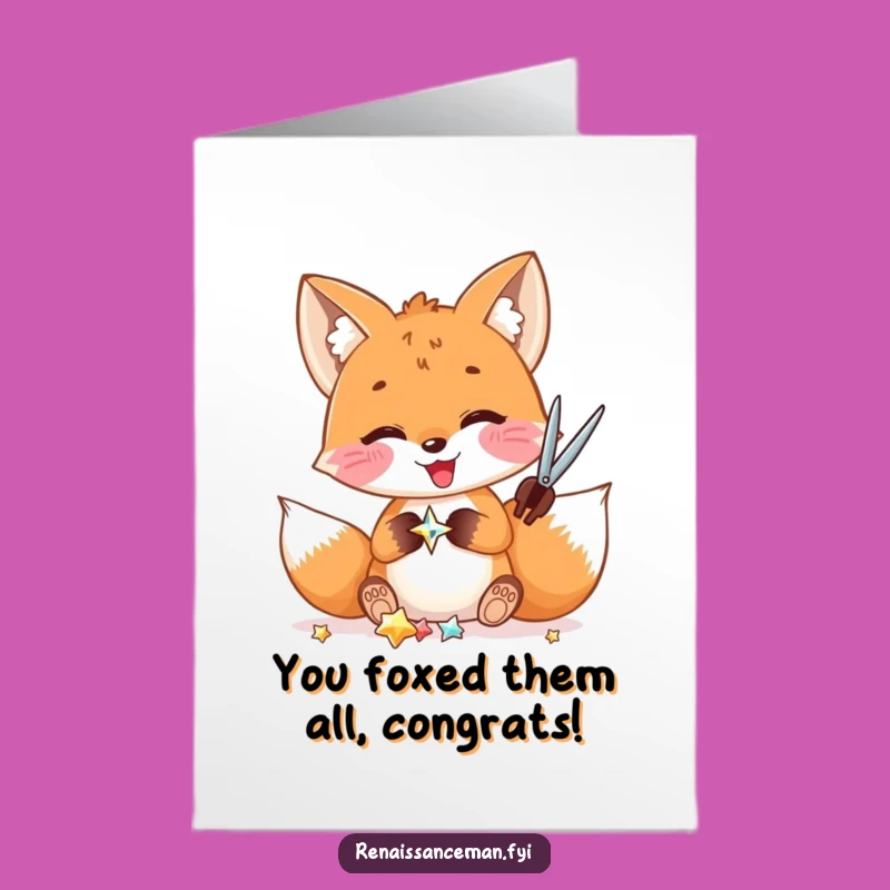 Free Printable Fox Congrats Card: Humorous DIY Downloadable Gift for Celebration