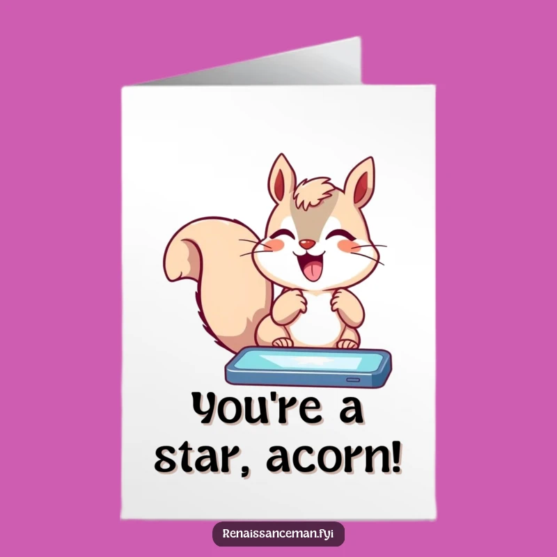 Free Printable Squirrel Congrats Card: Excited Techie Downloadable Gift!