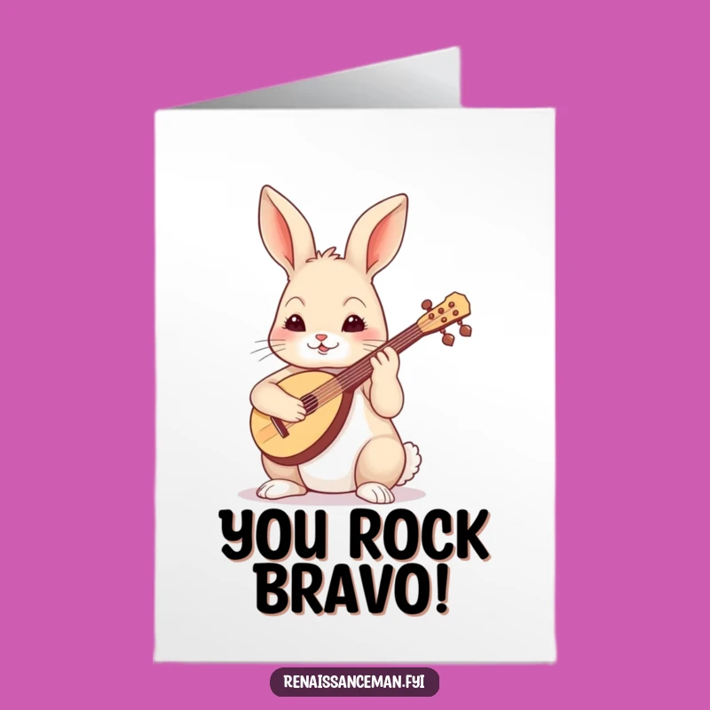 Free Printable Congrats Card: Rabbit Musician Achievement Humorous Digital Gift