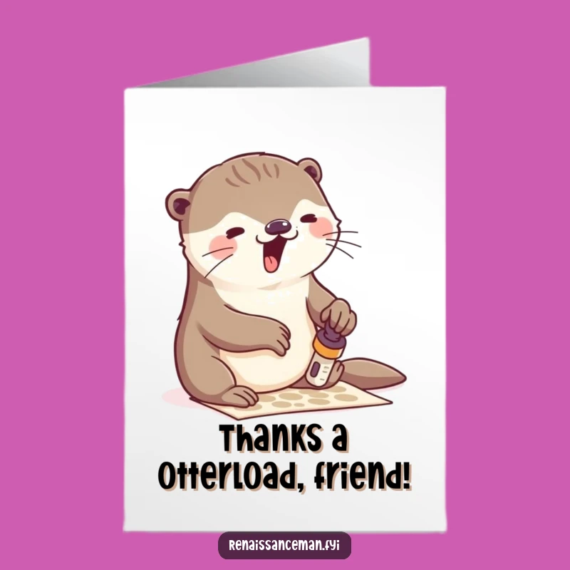 Free Printable Otter Thank You Card: Funny Stamp Design Downloadable Gift