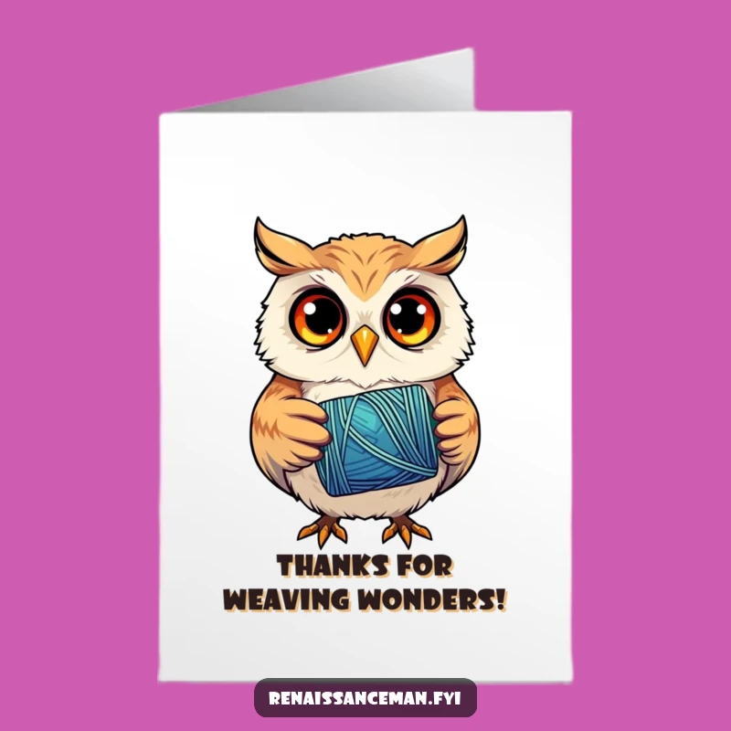 Free Printable Owl Thread 'Thank You' Card - Artistic Downloadable