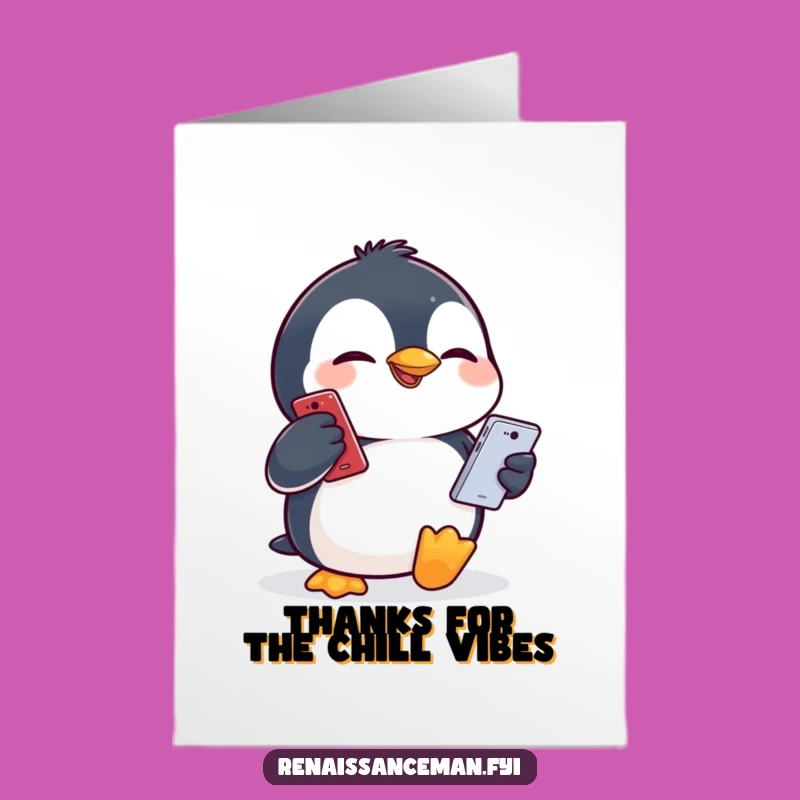 Free Printable Penguin Thank You Card: Funny Face Techie Downloadable Gift!