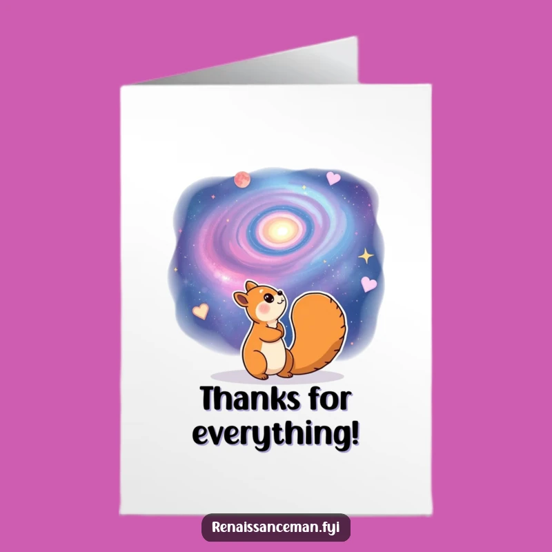 Free Printable Squirrel Thank You Card: Galaxy Dream, Funny Downloadable Gift