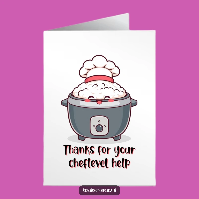 Free Printable Thank You Card: Chef Rice Cooker, Humorous Downloadable Gratitude