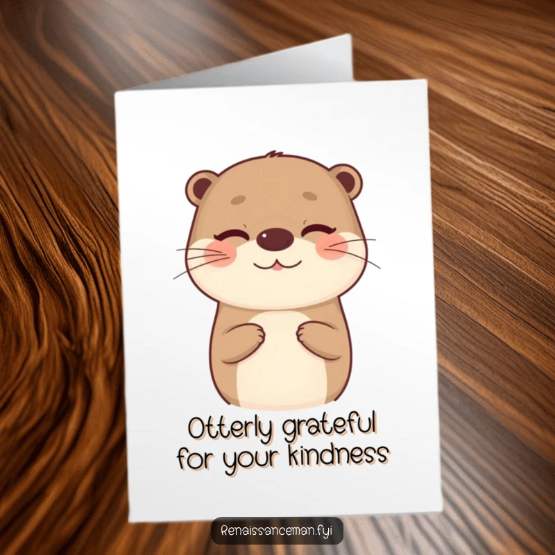 Funny Free Printable Thank You Card: A beaming otter offers a tiny, insincere compliment with a wink, making thanks memorable.