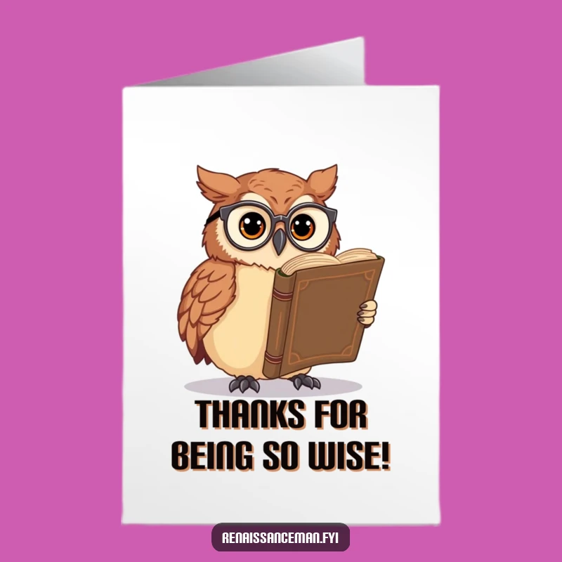 Free Printable Owl Thank You Card: Funny Wise Bird Downloadable