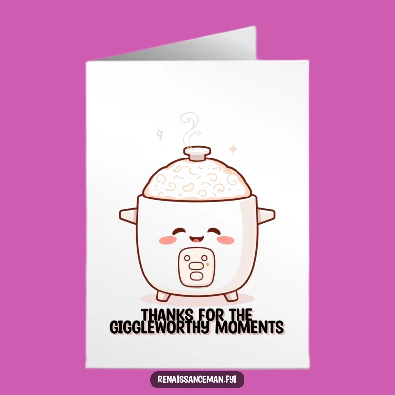 Free Printable Thank You Card: Giggling Rice Cooker, Humorous Downloadable Joy