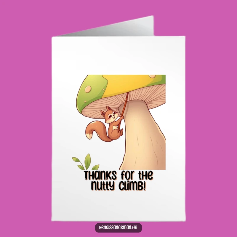 Free Printable Funny Squirrel Thank You Card - Mushroom Rope Gratitude Downloadable Gift
