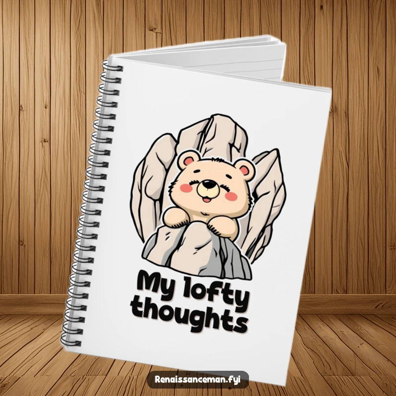 Funny Proud Bear Smiling from a Rocky Peak, Humorous Notebook for Big Ideas.