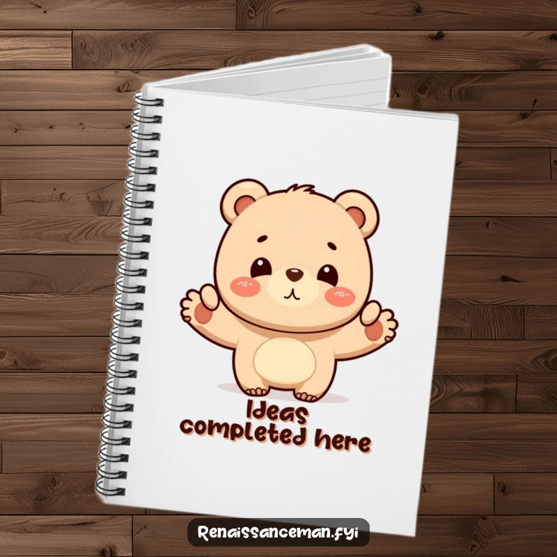Funny bear layout notebook, perfect for planning and organizing ideas, featuring a proud bear’s satisfied nod, a useful and humorous gift for meticulous individuals.