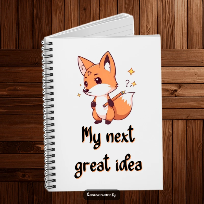 Funny fox sketch notebook, perfect for capturing ideas, featuring a determined fox sketching confidently, a useful and humorous gift for strategists.