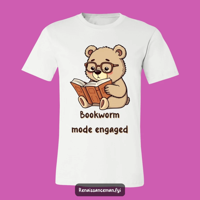 Funny Scholarly Bear Bookworm T-Shirt - Intellectual & Comical Style!