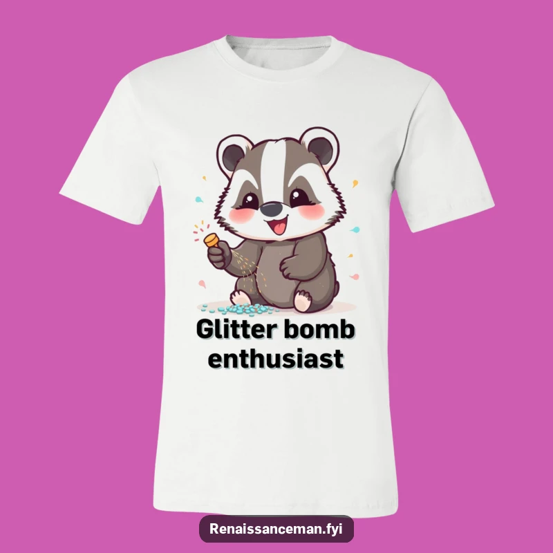 Funny Badger Glitter T-Shirt: Dazzling Craft Tee, Perfect Joyful Gift