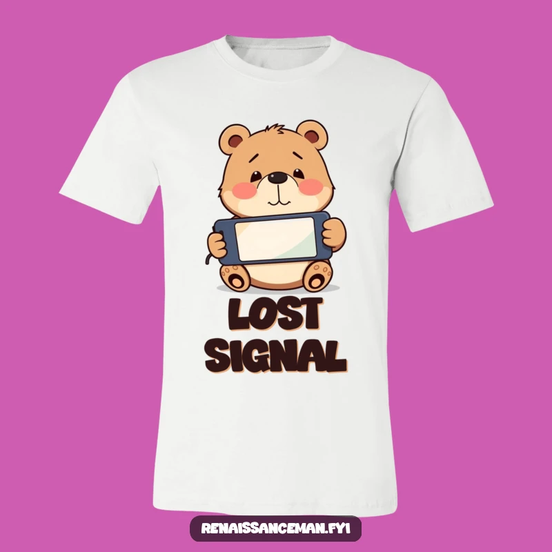 Funny Bear Phone Confusion T-Shirt: Playful bear with upside down phone, a perfect funny gift.