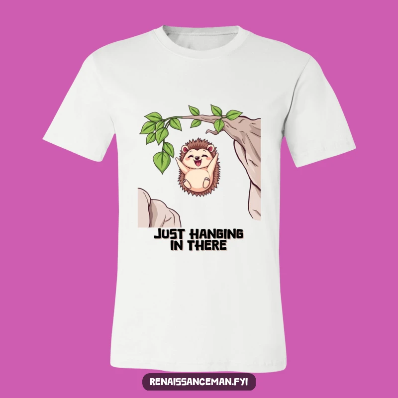 Funny Delighted Hedgehog Dangling T-Shirt - Adventurous Funny Gift