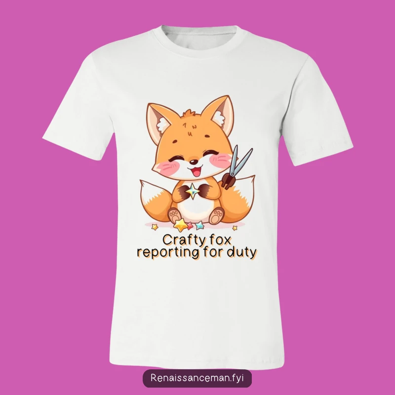 Funny Fox Crafting T-Shirt: Delighted Fox Cutting Shiny Embellishments, Hilarious Gift