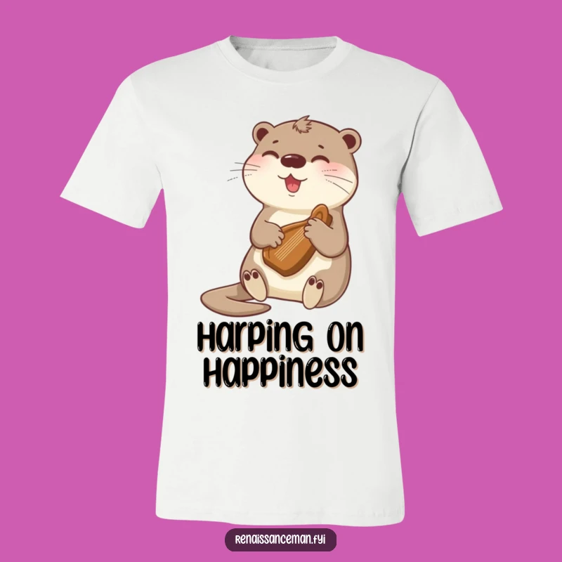 Funny Otter Harp T-Shirt: Wear Your Love for Cute Melodies