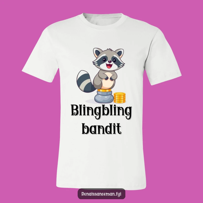 Funny Raccoon T-Shirt: Hilarious Coin Balancing Tee for a Lucky Gift