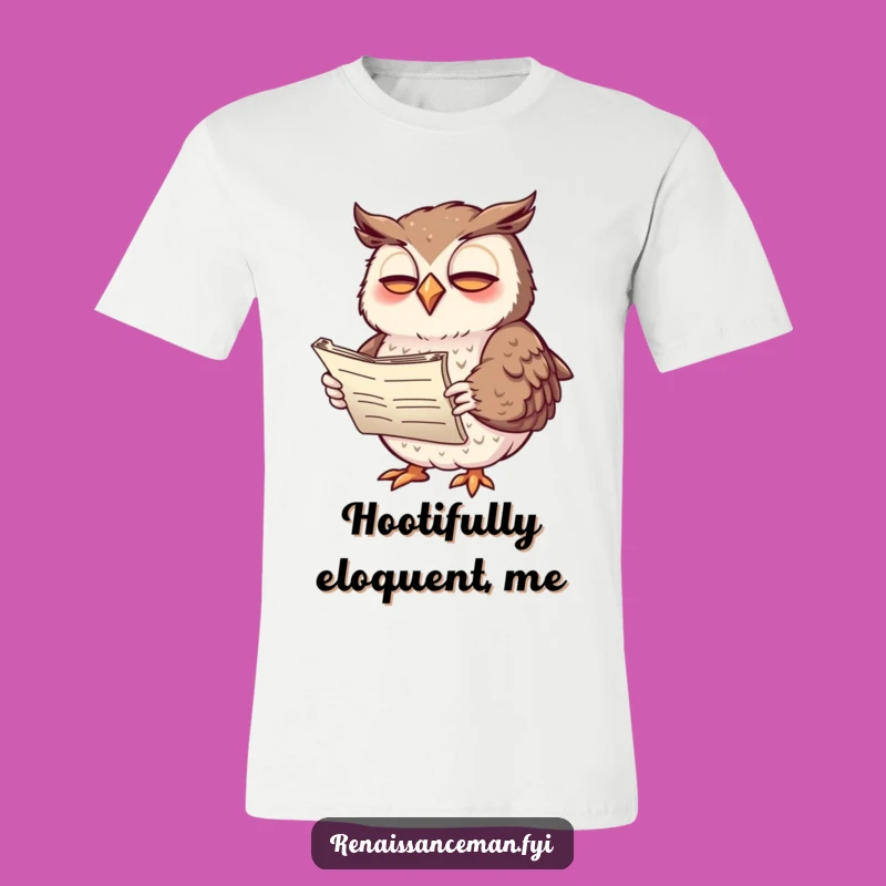 Funny Giggling Owl Poetry T-Shirt: Expressive Wing Gestures for a Hilarious Literary Look