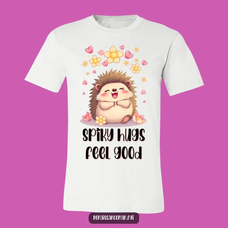 Funny Hedgehog Petal Embrace T-Shirt: Wear Your Joy Out Loud