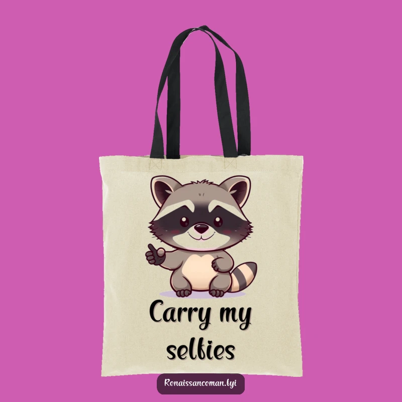 Funny Raccoon Selfie Tote Bag: Carry Your Charm, Capture the Fun