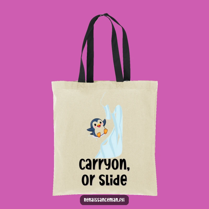 Funny Adventurous Penguin Sliding Tote Bag - Stylish Funny Gift