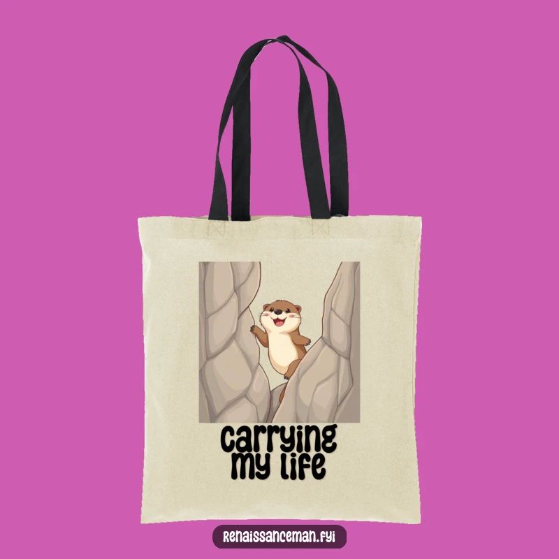 Funny Otter Cliff Tote Bag: Carry Your Ambitions in Style