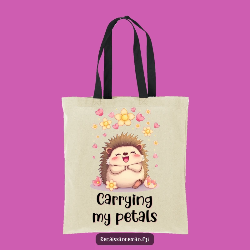 Funny Hedgehog Petal Hug Tote Bag: Carry Joy Everywhere