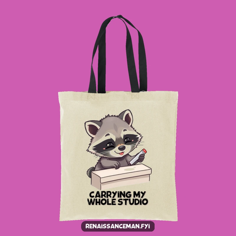 Funny Giggling Raccoon Chalking Tote Bag - Stylish Funny Gift!
