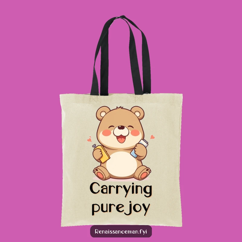 Funny Bear Tote Bag: Giggling Product Showcase, Gift!