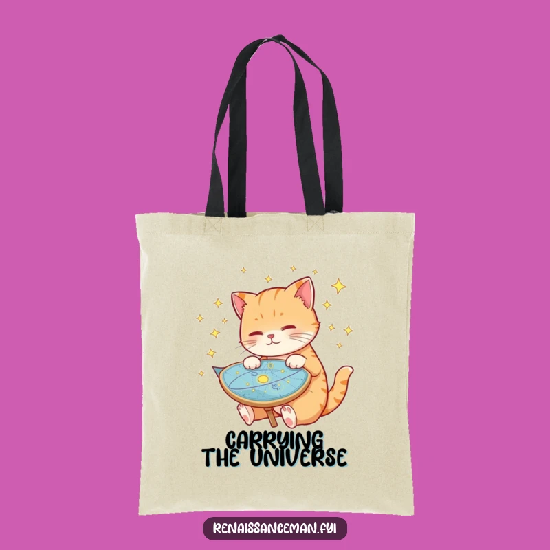 Funny Cat Celestial Map Tote Bag: Carry Your Universe in Style!