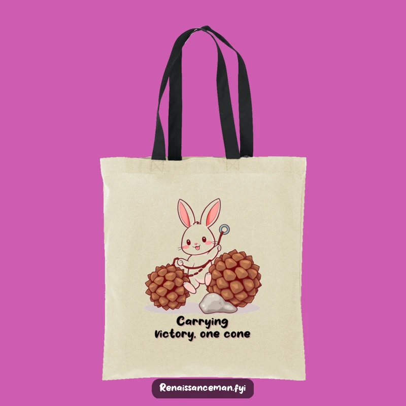 Funny Bunny Grappling Pinecone Tote Bag: Carry Your Essentials with Hilarious Adventure Style
