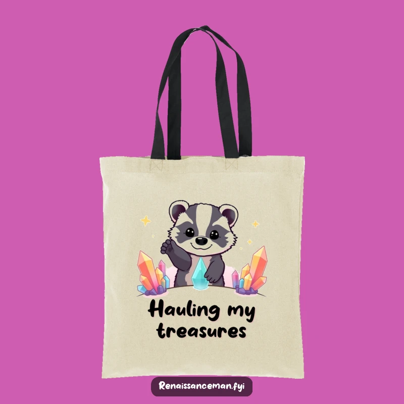 Funny Beaming Badger Crystal Hunter Tote Bag - Stylish Funny Gift